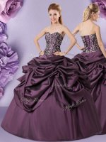 Vintage Pick Ups Floor Length Ball Gowns Sleeveless Purple Sweet 16 Dress Lace Up
