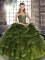 Exquisite Olive Green Ball Gowns Beading and Ruffles 15 Quinceanera Dress Lace Up Tulle Sleeveless Floor Length