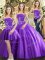 Most Popular Strapless Sleeveless Quinceanera Dresses Floor Length Beading Purple Tulle