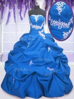 Enchanting Pick Ups Blue Sleeveless Taffeta Lace Up Sweet 16 Dresses for Military Ball and Sweet 16 and Quinceanera(SKU PSSW032-14BIZ)