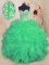 Turquoise Sweetheart Lace Up Beading and Ruffles Quinceanera Dress Sleeveless