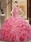 Unique Sleeveless Beading and Ruffles and Pick Ups Lace Up Vestidos de Quinceanera