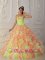 Shoshone Idaho/ID Gorgeous Strapless Quinceanera Dress With Hand Made Flowers Ruffles Layered and Ruched Bodice