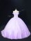 Trendy Sleeveless Beading Lace Up Vestidos de Quinceanera with Lavender Court Train