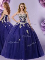 Navy Blue Lace Up Sweetheart Beading Sweet 16 Dress Tulle Sleeveless(SKU XFQD1320BIZ)