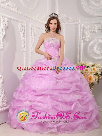 Townsend Montana/MT Exclusive lavender Quinceanera Dress Strapless Organza Appliques Layered Pick-ups Ball Gown - Click Image to Close