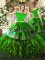 Short Sleeves Floor Length Embroidery and Ruffles Zipper Quinceanera Dresses with Green