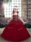 Sleeveless Tulle Floor Length Zipper Pageant Gowns For Girls in Red with Beading
