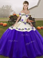 Floor Length White And Purple Quince Ball Gowns Off The Shoulder Sleeveless Lace Up(SKU SJQDDT2143002-9BIZ)