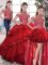 Red Lace Up 15 Quinceanera Dress Beading and Ruffles Sleeveless