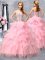 Ideal Ball Gowns Sweet 16 Quinceanera Dress Rose Pink Sweetheart Organza Sleeveless Floor Length Lace Up