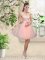 Designer Peach Sweetheart Neckline Lace and Belt Dama Dress for Quinceanera Sleeveless Lace Up