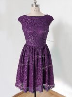 Lace Dama Dress Dark Purple Lace Up Sleeveless Knee Length