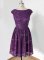 Lace Dama Dress Dark Purple Lace Up Sleeveless Knee Length