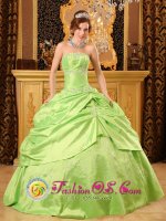 Seabrook TX Beaded Decorate Unique Spring Green A-line Quinceanera Dress