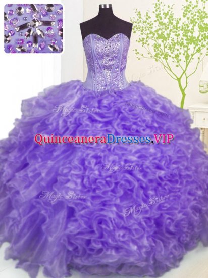 Pick Ups Sweetheart Sleeveless Lace Up Quinceanera Dresses Lavender Organza - Click Image to Close
