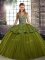 Clearance Ball Gowns Ball Gown Prom Dress Olive Green Straps Tulle Sleeveless Floor Length Lace Up