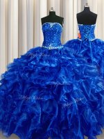 Exquisite Sleeveless Beading and Ruffles Lace Up 15 Quinceanera Dress