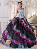 Warrington Pennsylvania/PA Appliques With Beading Beautiful Multi-color Quinceanera Dress For Fall Strapless Organza Ball Gown