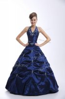 Flirting Embroidery and Pick Ups Ball Gown Prom Dress Royal Blue Lace Up Sleeveless Floor Length(SKU SWQD288MTBIZ)