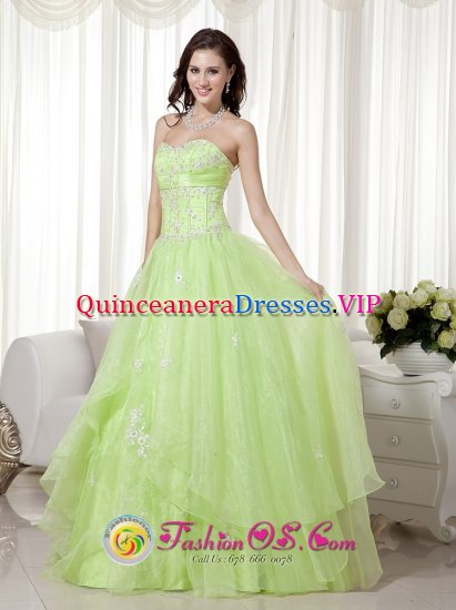 Sweet Yellow Green A-line Sweetheart Floor-length Organza Beading Quinceanera Dama Dress in Indialantic FL - Click Image to Close