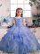 Best Lavender Ball Gowns Off The Shoulder Sleeveless Organza Floor Length Lace Up Beading and Ruffles Little Girls Pageant Dress