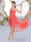Fantastic High Low Watermelon Red Quinceanera Court of Honor Dress Strapless Sleeveless Lace Up