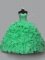 Lovely Halter Top Sleeveless Lace Up Quince Ball Gowns Green Organza