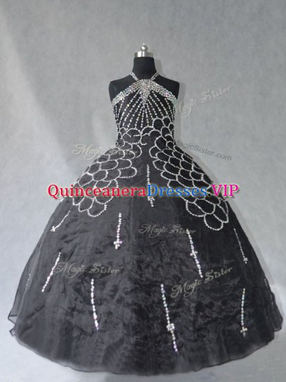 Free and Easy Organza Sleeveless Floor Length Sweet 16 Dresses and Beading - Click Image to Close