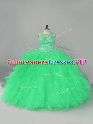 Sleeveless Lace Up Floor Length Beading and Ruffles Quince Ball Gowns