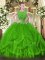 Green Scoop Neckline Beading Ball Gown Prom Dress Sleeveless Zipper