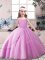 Lilac Tulle Lace Up Glitz Pageant Dress Sleeveless Floor Length Beading