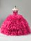 Hot Pink Quinceanera Gowns Sweet 16 and Quinceanera with Beading and Ruffles Sweetheart Sleeveless Lace Up