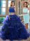 Floor Length Royal Blue Sweet 16 Dresses Scoop Sleeveless Backless