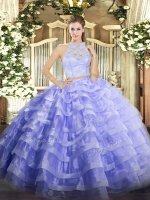 Sexy Sleeveless Lace and Ruffled Layers Zipper Ball Gown Prom Dress