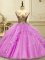 Beauteous Lilac Ball Gowns Appliques 15 Quinceanera Dress Lace Up Tulle Sleeveless Floor Length