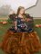 Brown Ball Gowns Embroidery and Ruffles Little Girl Pageant Gowns Lace Up Organza Sleeveless Floor Length
