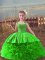 Fabric With Rolling Flowers Sleeveless Pageant Dress for Womens Sweep Train and Embroidery