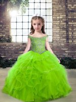 Adorable Floor Length Zipper Pageant Dresses for Party and Wedding Party with Beading and Ruffles