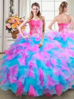 Glamorous Organza and Tulle Sleeveless Floor Length Sweet 16 Dresses and Beading and Ruffles(SKU PSSW0302MTBIZ)