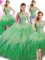 Stunning Four Piece Ball Gowns Quinceanera Dresses Green Scoop Tulle Sleeveless Floor Length Lace Up
