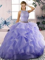 Fashion Scoop Sleeveless Quince Ball Gowns Beading and Ruffles Lavender Tulle(SKU SJQDDT2070002-5BIZ)