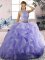 Fashion Scoop Sleeveless Quince Ball Gowns Beading and Ruffles Lavender Tulle