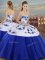 Chic Royal Blue Sweetheart Lace Up Embroidery Sweet 16 Dresses Sleeveless
