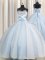 Trendy Spaghetti Straps Light Blue Lace Up 15 Quinceanera Dress Beading and Ruching Sleeveless Floor Length