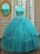 Exceptional Aqua Blue Sleeveless Tulle Lace Up Quinceanera Gown for Military Ball and Sweet 16 and Quinceanera