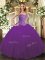 Amazing Purple Quince Ball Gowns Military Ball and Sweet 16 and Quinceanera with Beading Sweetheart Sleeveless Lace Up