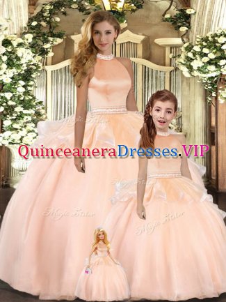 Fancy Sleeveless Beading Backless Quinceanera Gown