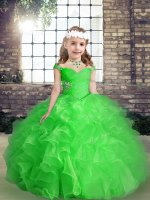 Organza Sleeveless Floor Length Little Girls Pageant Gowns and Beading and Ruffles(SKU PAG1270-9BIZ)