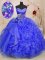 Enchanting Ball Gowns 15th Birthday Dress Royal Blue Sweetheart Organza Sleeveless Floor Length Lace Up